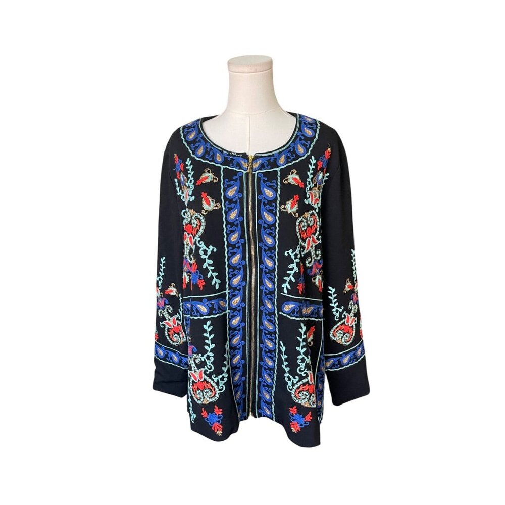 Antthony Womens Embroidered Patchwork Jacket Size… - image 2